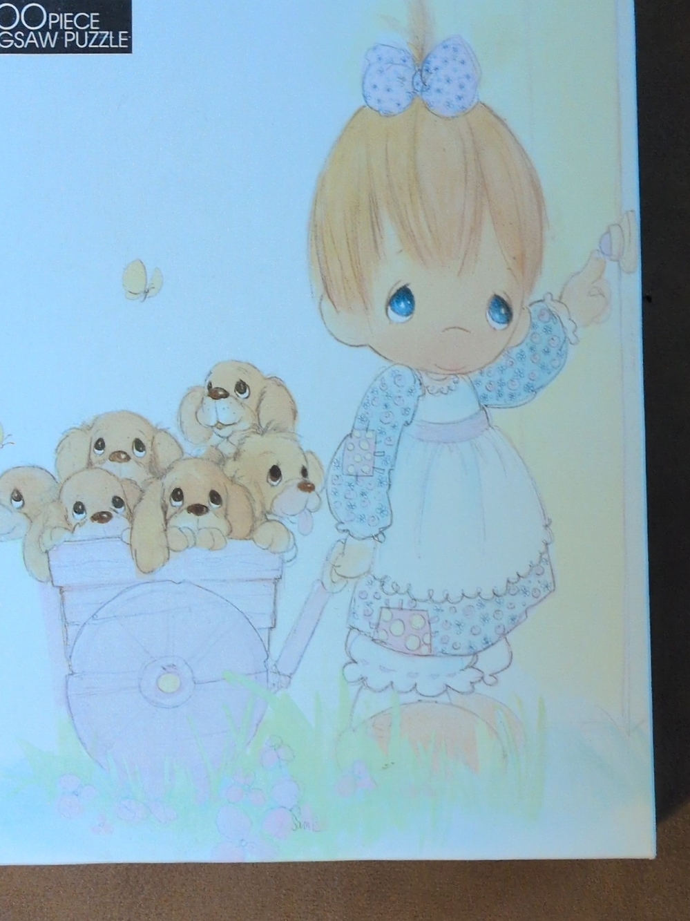 Precious Moments 100-Piece Jigsaw Puzzle Puppies Wagon Animals 1991